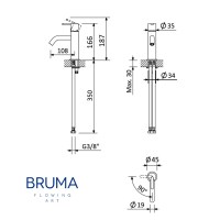 MEDIDAS MONOMANDO LAVABO X-ALPHA BRUMA